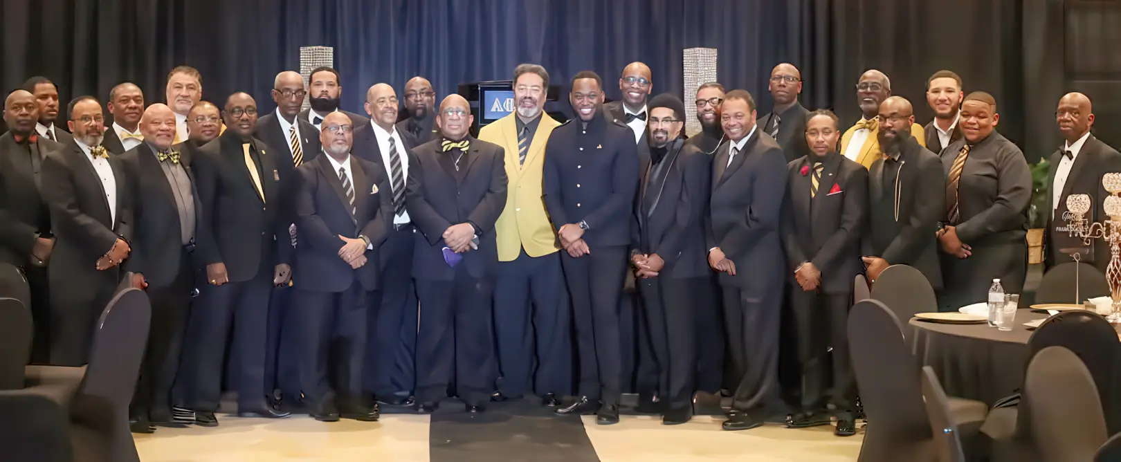 Delta Sigma Lambda Chapter of Alpha Phi Alpha Brothers at the 2025 Valentine Scholarship Fundraiser.