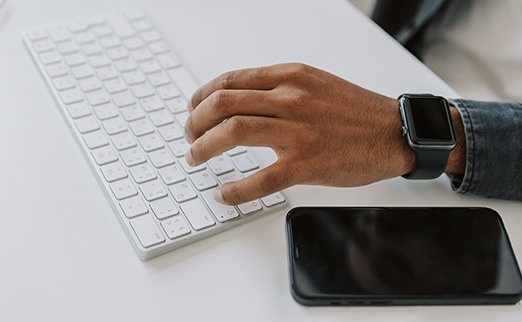 African American man at computer keyboard